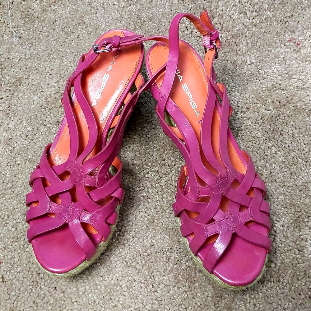 Pink Via Spiga wedge sandals